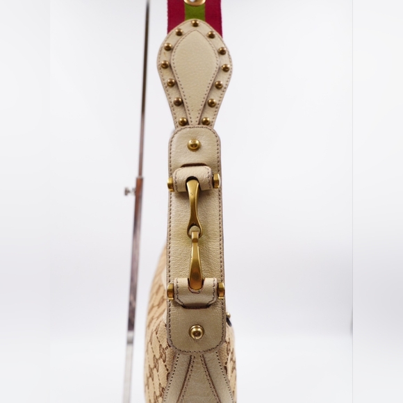 ❌️❌️SOLD❌️❌️AY05❤️ GUCCI Monogram Pelham Studded Shoulder Bag - Picture 5 of 14